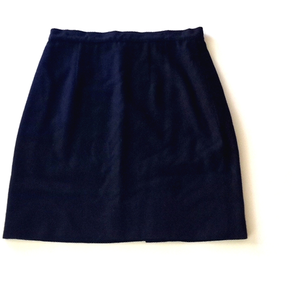 Custom Tailored Vintage Maurizio II Navy Blue Cashmere mini skirt, size 6